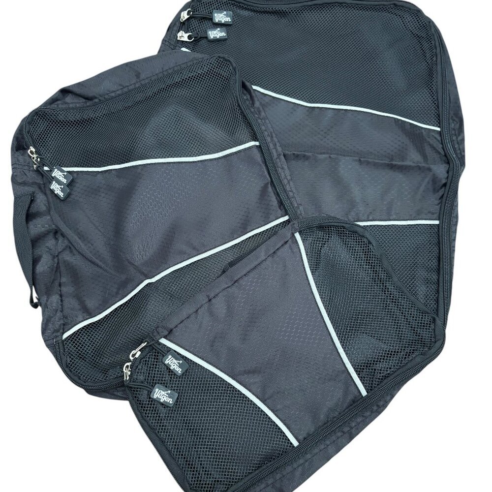 YUGEN Packing Cubes NWOT 3 Piece Set Black Double Zippers with Pulls
